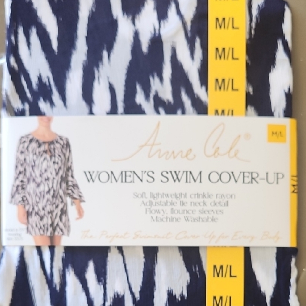 Anne Cole Navy and White Swim Cover-Up